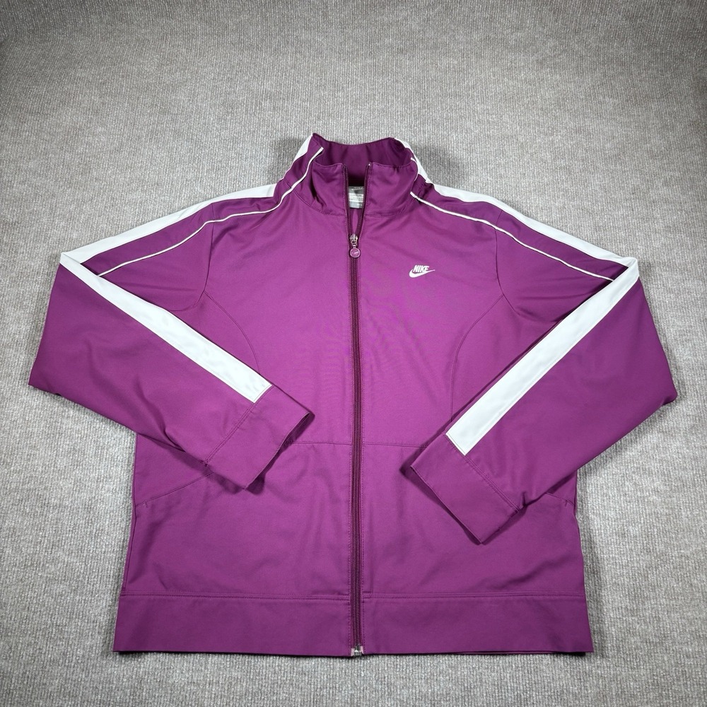 Vintage Nike Jacket Womens L Full Zip Purple Nike Fit Dry Lightweight‎ Logo Y2K